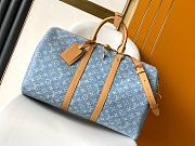 Louis Vuitton Keepall Bandouliere 45 Sky Blue Denim 45x27x20cm - 1