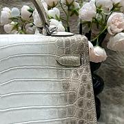 Hermès White Matte Niloticus Crocodile Himalaya Kelly  Retourne 18K White Gold and Diamond Hardware 32cm - 5