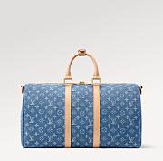 Louis Vuitton Keepall Bandouliere 45 Sky Blue Denim  002 45x27x20cm - 3
