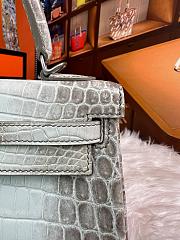 Hermès White Matte Niloticus Crocodile Himalaya Kelly25 Retourne 18K White Gold and Diamond Hardware 28cm - 5