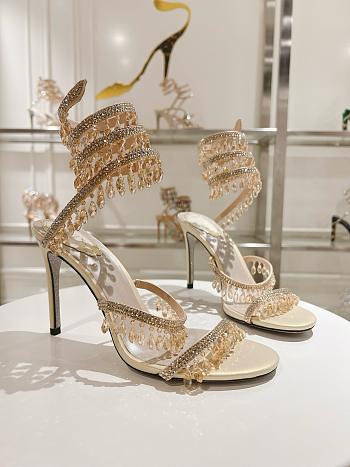 René Caovilla CHANDELIER CHAMPAGNE SANDAL Heel height 9.5cm