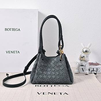 Bottega Veneta  Nappa Intrecciato Small Parachute Shoulder Bag Black 21x17x16.5cm