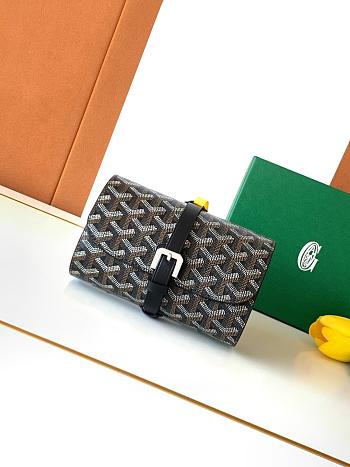 Goyard Black Goyardine Canvas & Clamecy Cowhide Double Travel Watch Case Silver Hardware