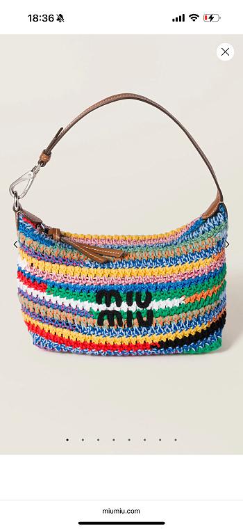 Miumiu Fabric Crochet Pouch Multicolor 14x18.5x10