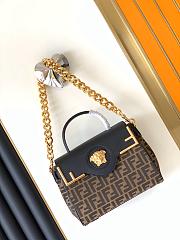 Versace x Fendi Fendace La Medusa Top Handle Bag Zucca Canvas and Leather Medium Crossbody Bag 25x9.5x18cm - 5