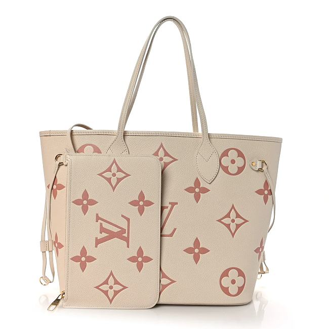 Louis Vuitton Empreinte Monogram Giant Neverfull MM Creme Rose Trianon 32cm - 1