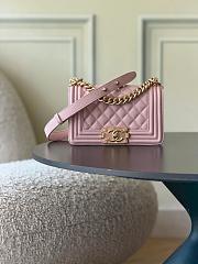 Chanel Boy Medium - Caviar 25CM Quilted Pink Gold Hardware Series 25 - 1