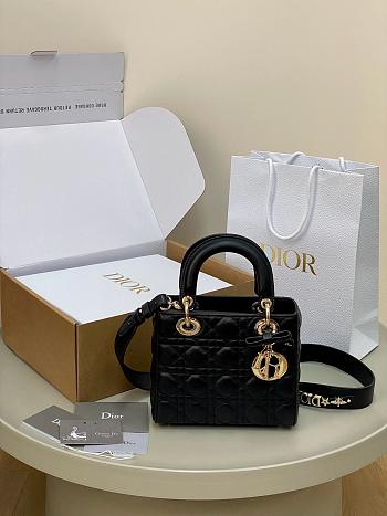 Mini Lady Dior handbag Black  20x18x8